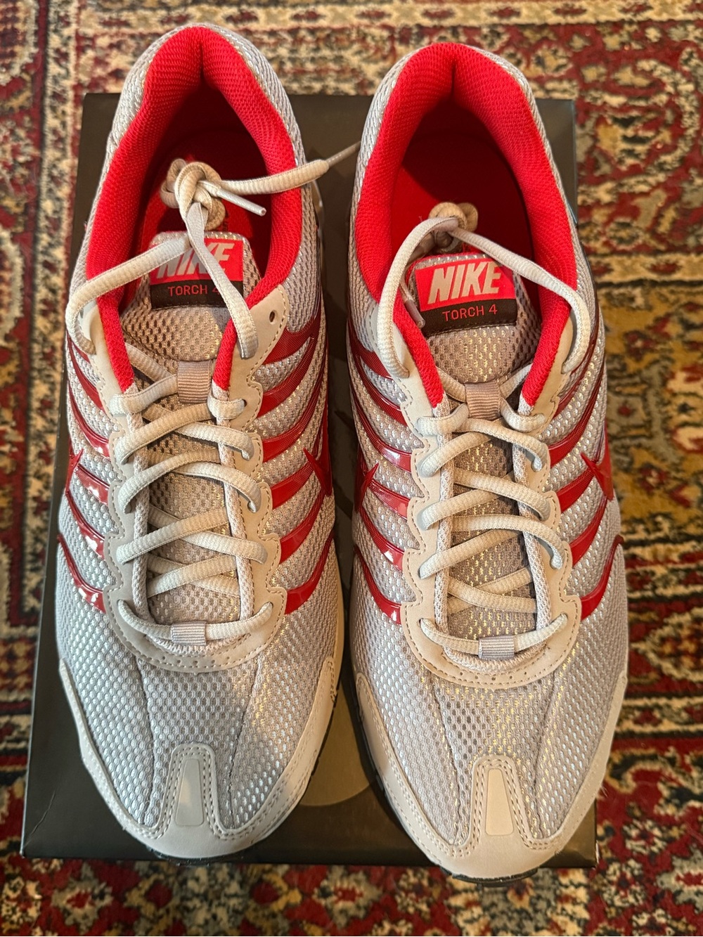 Nike Air Max Torch 4 Atmosphere Grey University Red Sneakers - White/Red/Black - Picture 2 of 6